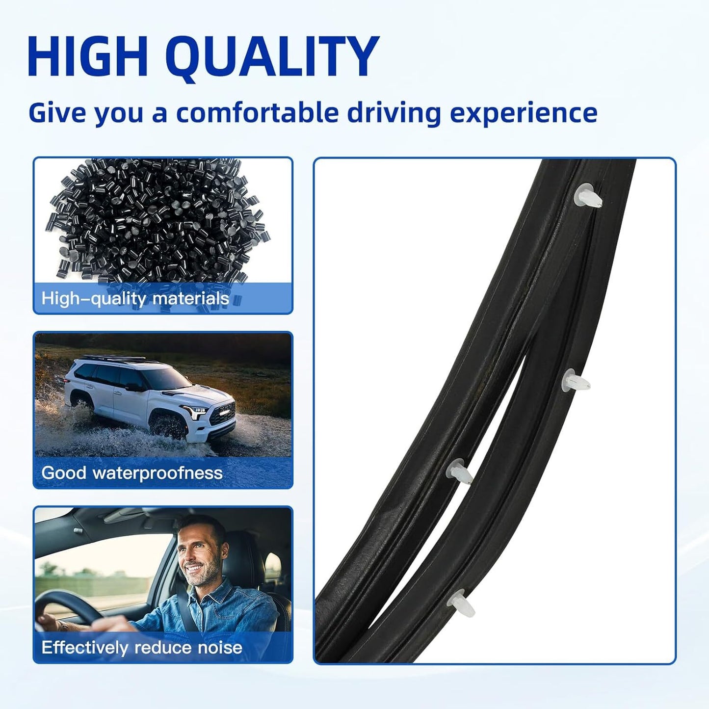 Rubber For 2003-2007 Accord Sedan Front Left Door Sealing Weather Strips Replace