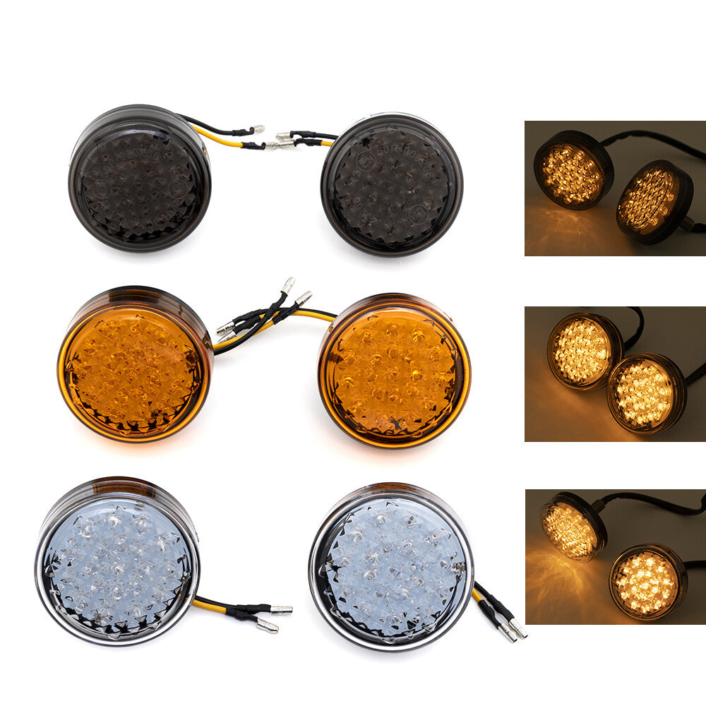 Round Motorcycle LED Turn Signal Amber Indicator Light for Honda Chopper Custom Q