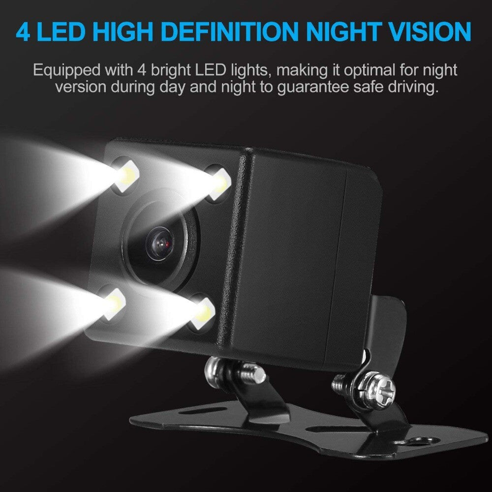 4LED Car Reverse Parking Rear View Camera 2.5mm Jack Port 5 Pin Fit For Dash Cam