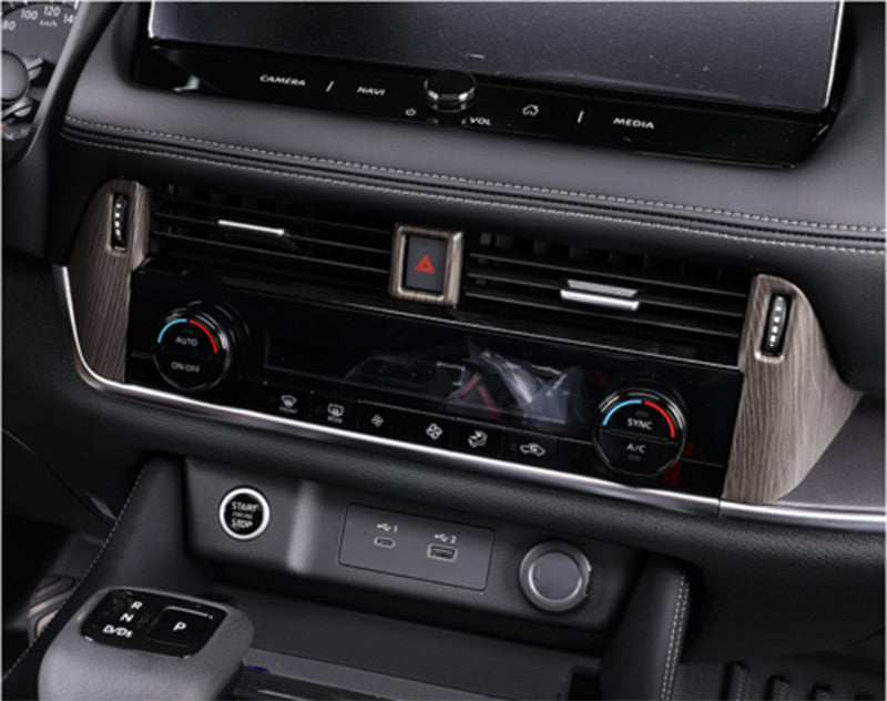 for Nissan Rogue 21-23 Wood Grain Central Console Air Outlet Vent Frame Trims 3P