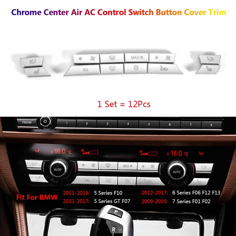 12x for BMW 5 6 7 F10 F07 F06 F01 Car Center Console Air AC Button Cover Sticker