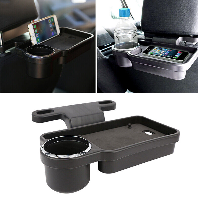 Car for seat back table, beverage cup holder, desk bracket, food storage tray - n