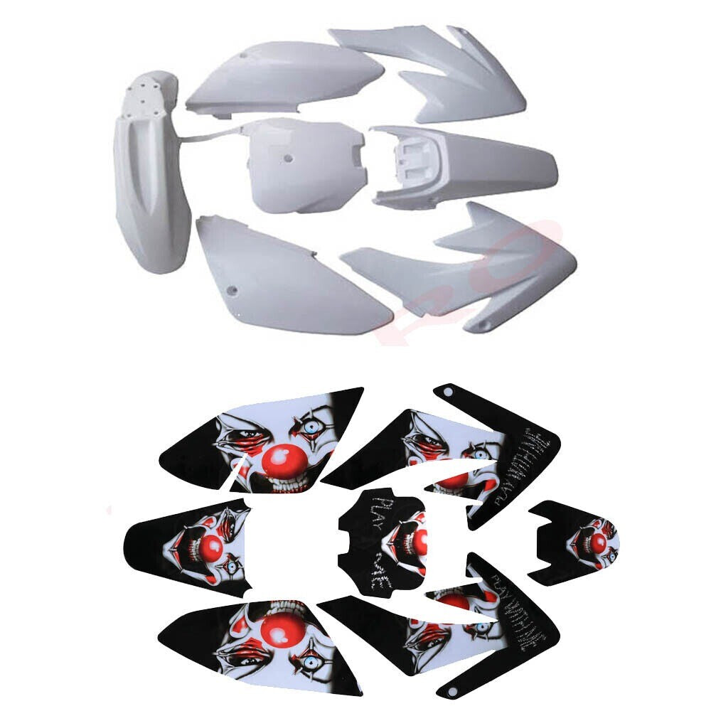 Graphic stickers + plastic mudguards for Pit Dirt Pro bikes, for Honda CRF70 motocross bikes