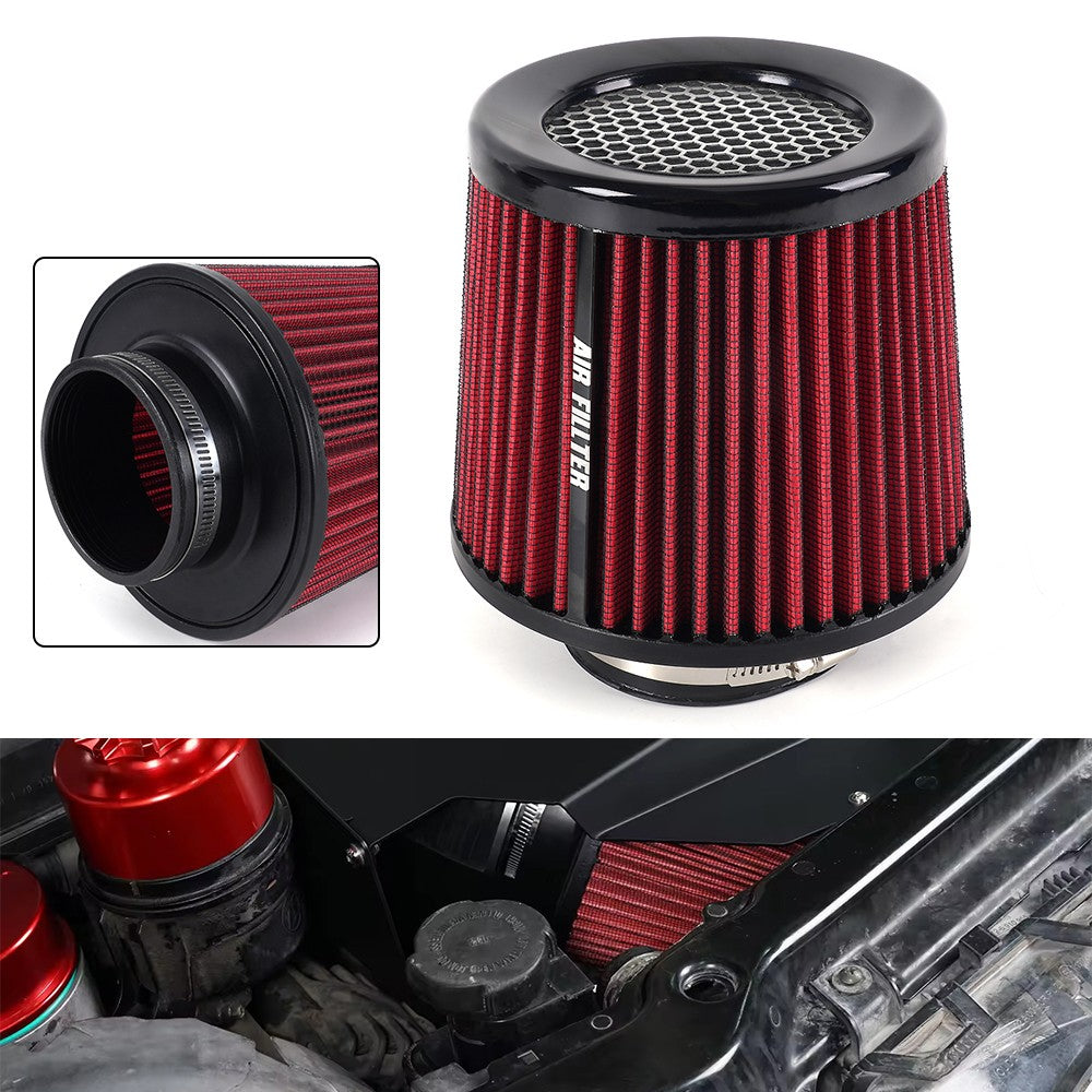 Universal 76mm High Flow Inlet Cold Air Intake Cone Replacement Dry Air Filter Q