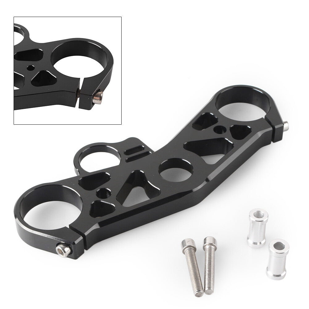 Front Triple Tree End Upper Top Clamp Fits 2008-16 for Yamaha YZF R6 Black Aluminum Q