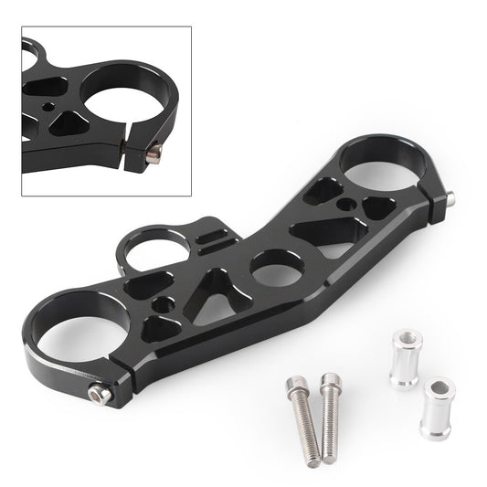 Front Triple Tree End Upper Top Clamp Fits 2008-16 for Yamaha YZF R6 Black Aluminum Q
