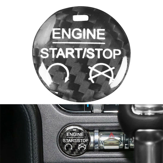 for Ford for Mustang 2015-22 Carbon Fiber Engine Start Stop Button Cover Trim Black