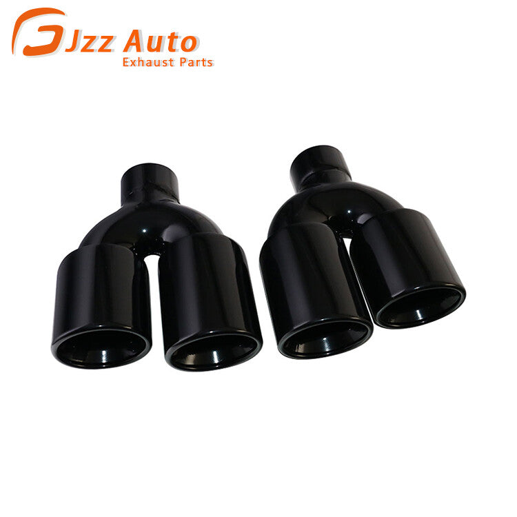 2PCS 2.5'' ID 3.5'' OD Black Exhaust Pipe Tips Universal Fit Dual Tip Rolled