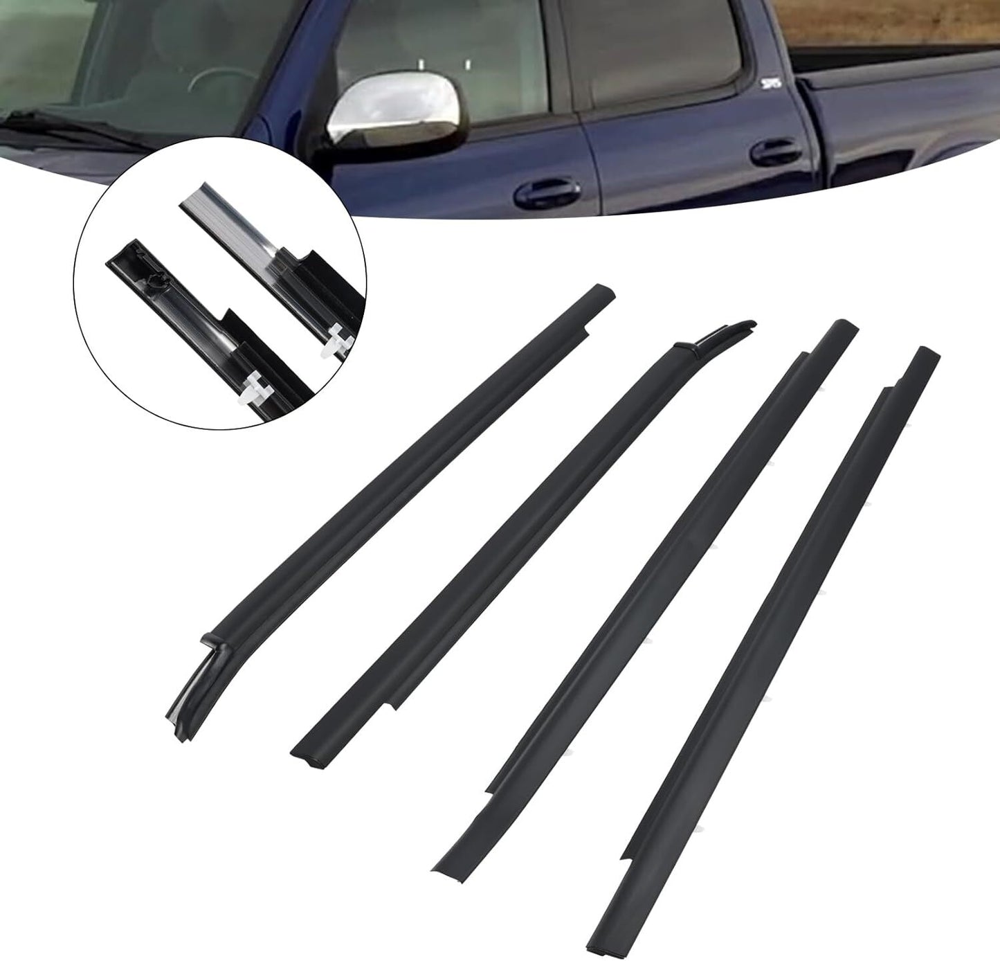 Weatherstrip Outer Lower Window For Tundra 2000-2006 Double Cab 4Pcs n