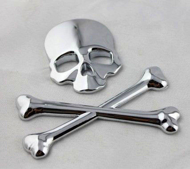 Skull Bone Devil 3D Chrome Motorcycle Car Emblem Badge Logo Decal Metal Sticker Q