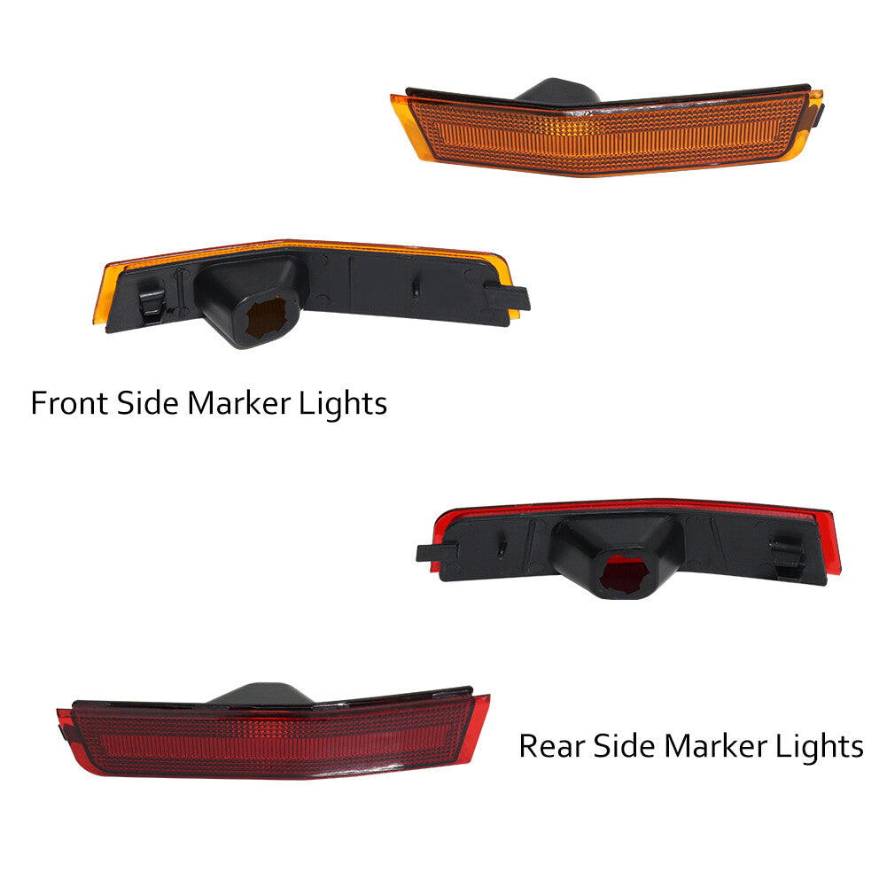 for Lincoln MKX 2007 - 2010 Front + Rear Side Marker Lights Amber and Red Protective Cover 4 pcs - v