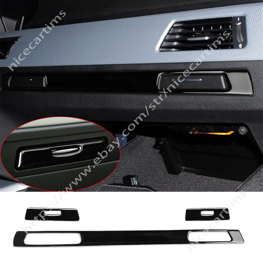 3PCS Black Cop-ilot Water Cup Holder Panel Trim for BMW 3 Series E90 E92 2005-12
