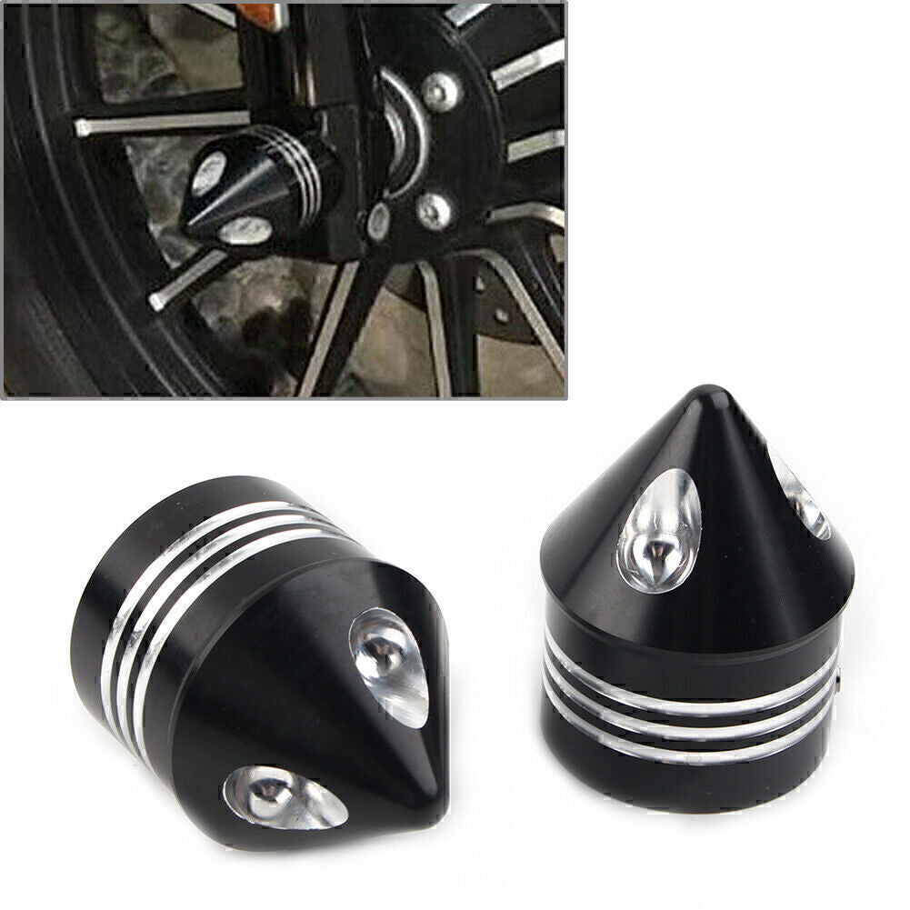 Black Thick Cut Front Axle Cap Nut Cover for Harley Dyna Iron 883 2008-2016 2009