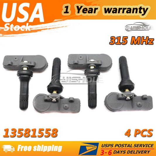 (4) 13581558 NEW Tire Pressure Monitor Sensors TPMS For GM for Chevy for GMC 315MHz