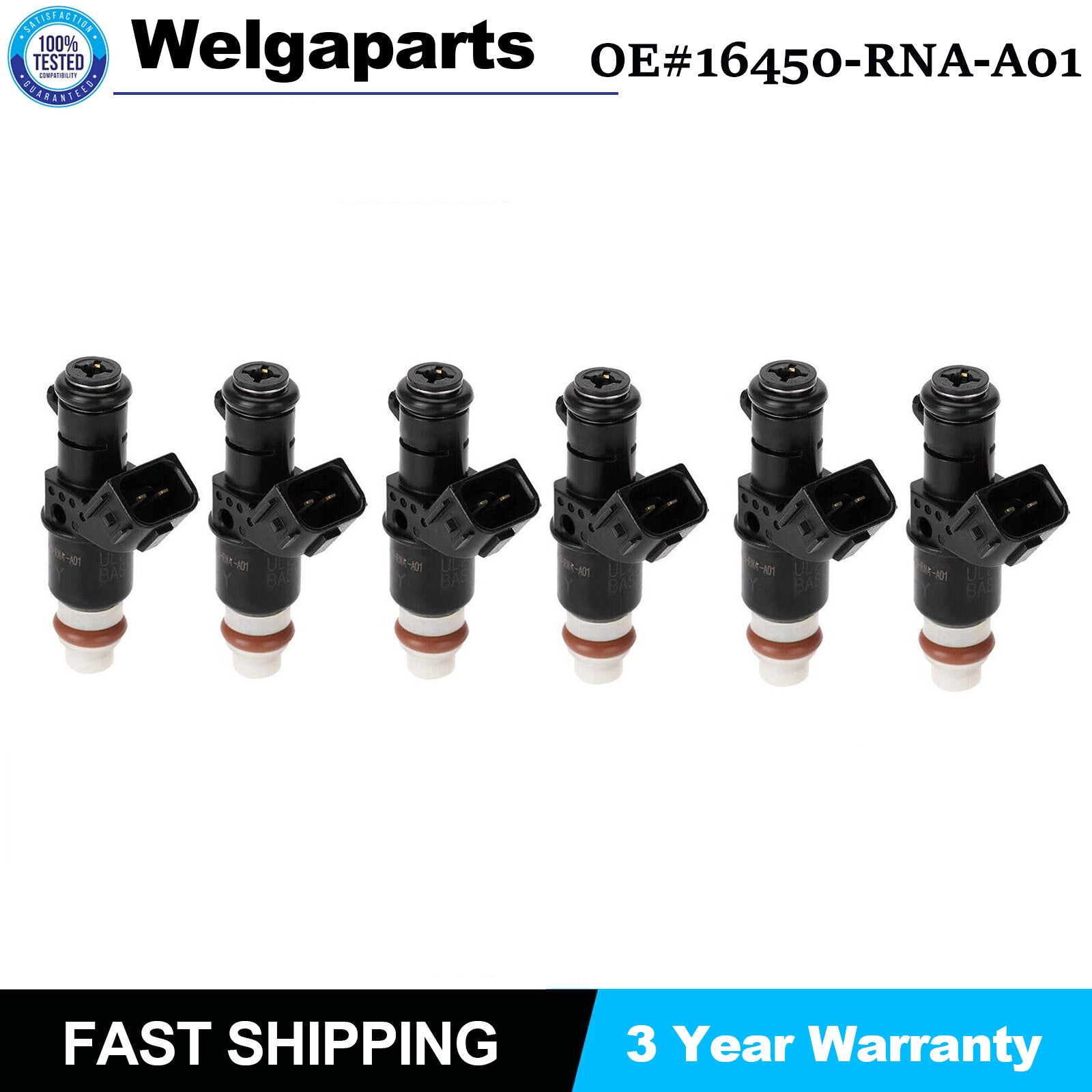 6Pcs 16450-RNA-A01 Fuel Injectors for HONDA CITY 2010-2013 for CIVIC 2006-2011 New