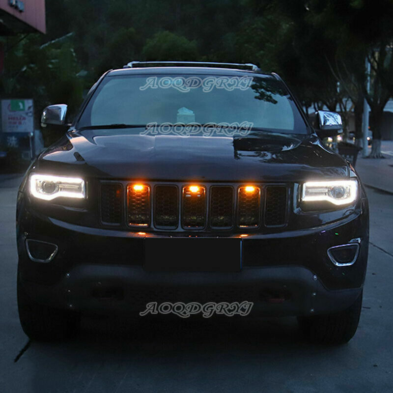 for Jeep Grand Cherokee 2011-2021 Smoked Amber LED Front Grille Running Lights