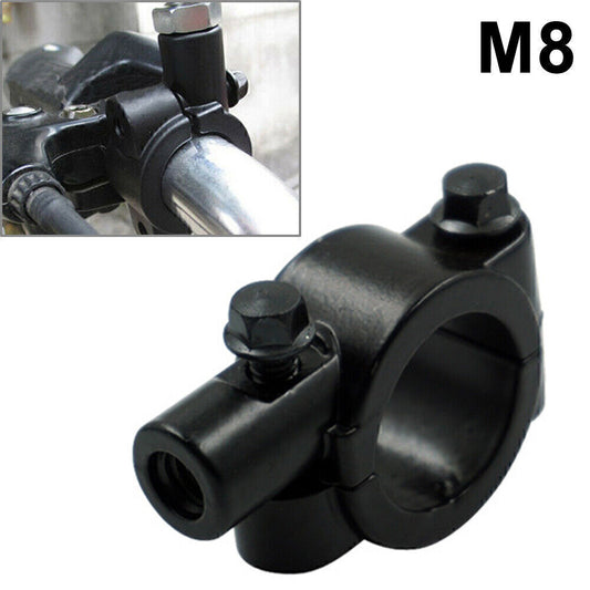 25MM M8 Rearview Handlebar Mirror Mount Holders Adapter Clamp Motor black Q