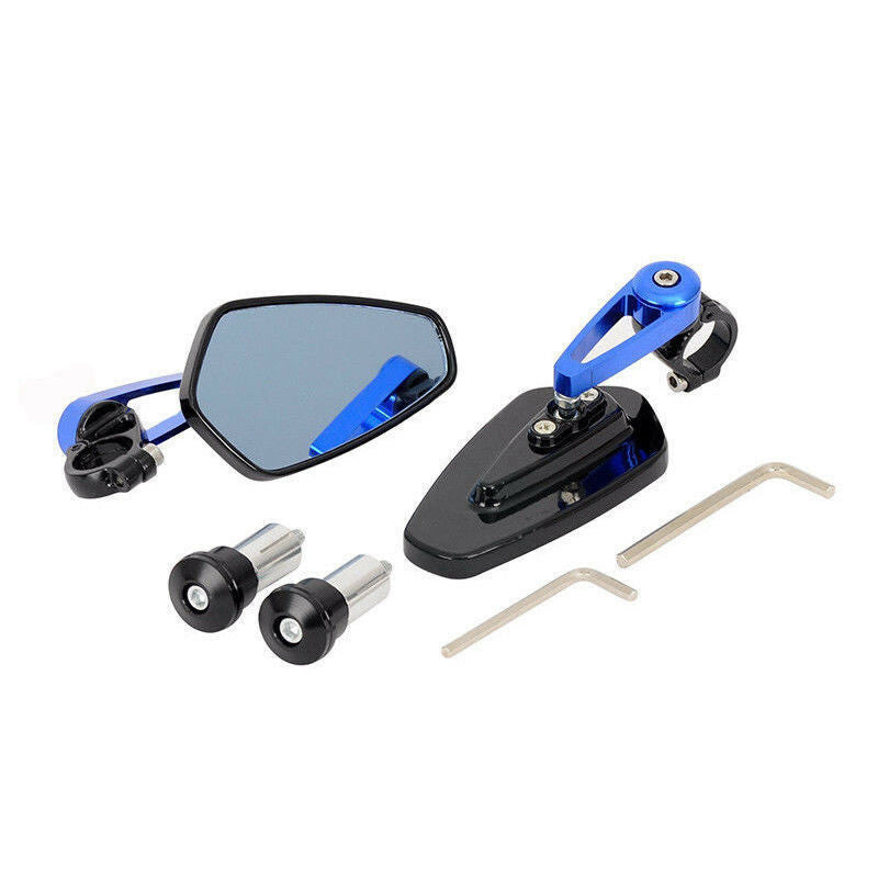 Motobike 7/8 Bar End Side Rearview Mirror Handlebar Rear View Mirror BlackBlue