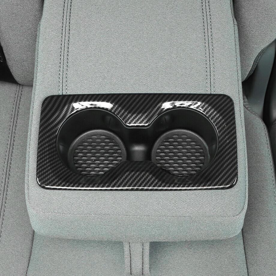 For 2019-2024 for Dodge for RAM 1500 Carbon Rear Armrest Box Water Cup Holder Cover Trim v
