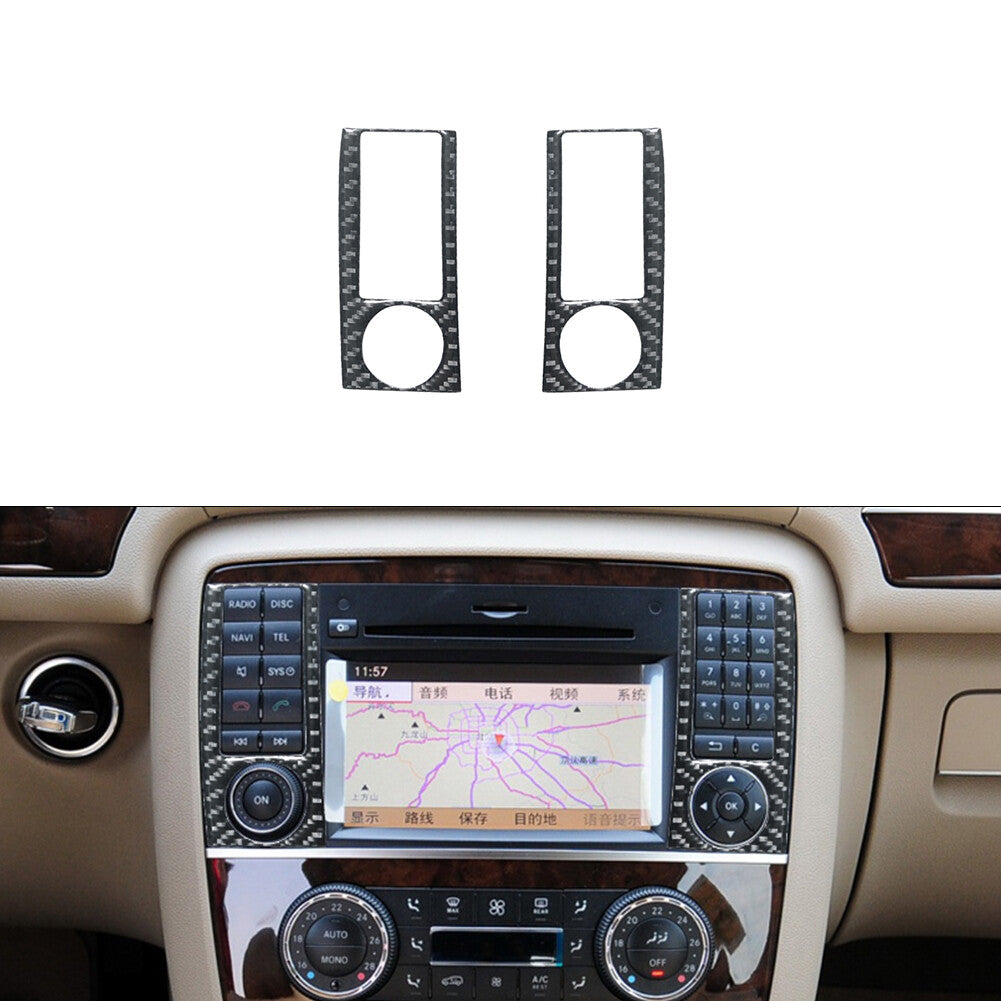 for Mercedes R-Class 2009-2012 2X Central Control Button Trim Cover Carbon Fiber