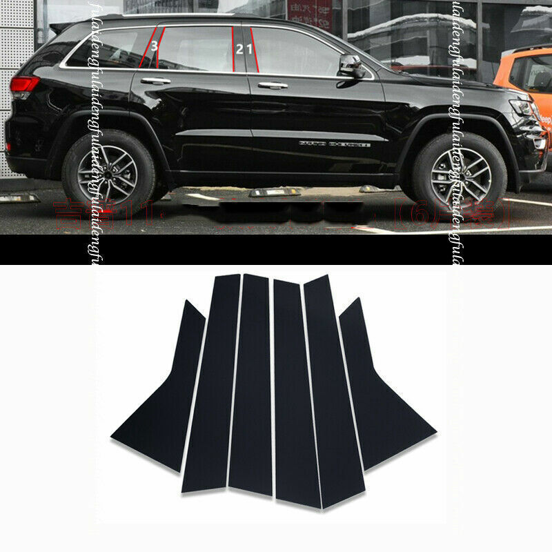 Black Pillar Trim for Jeep Grand Cherokee 2011-2020 Door Cover Piano Post Decor