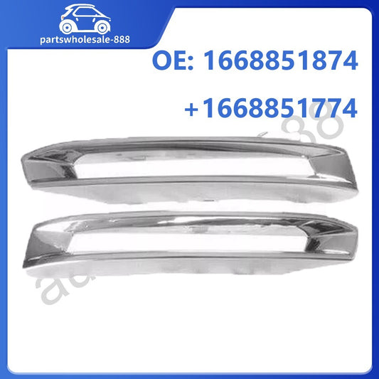 1Pair Chrome Front Bumper Foglight Cover for Mercedes X166 GL500 GL550 GL63 AMG/
