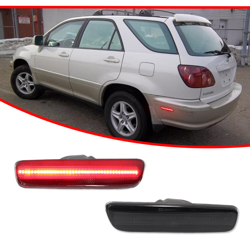 2 Piece 1999 - 2003 for Lexus RX300 Smoked Lens Rear Red LED Side Marker Lights- v