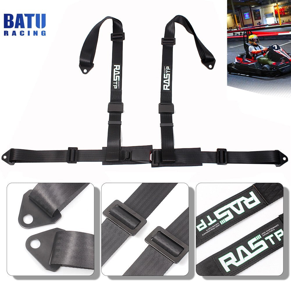 2 4Point Harness Quick Release Safety Black Universal for Seat Belt Fit For Go-Kart