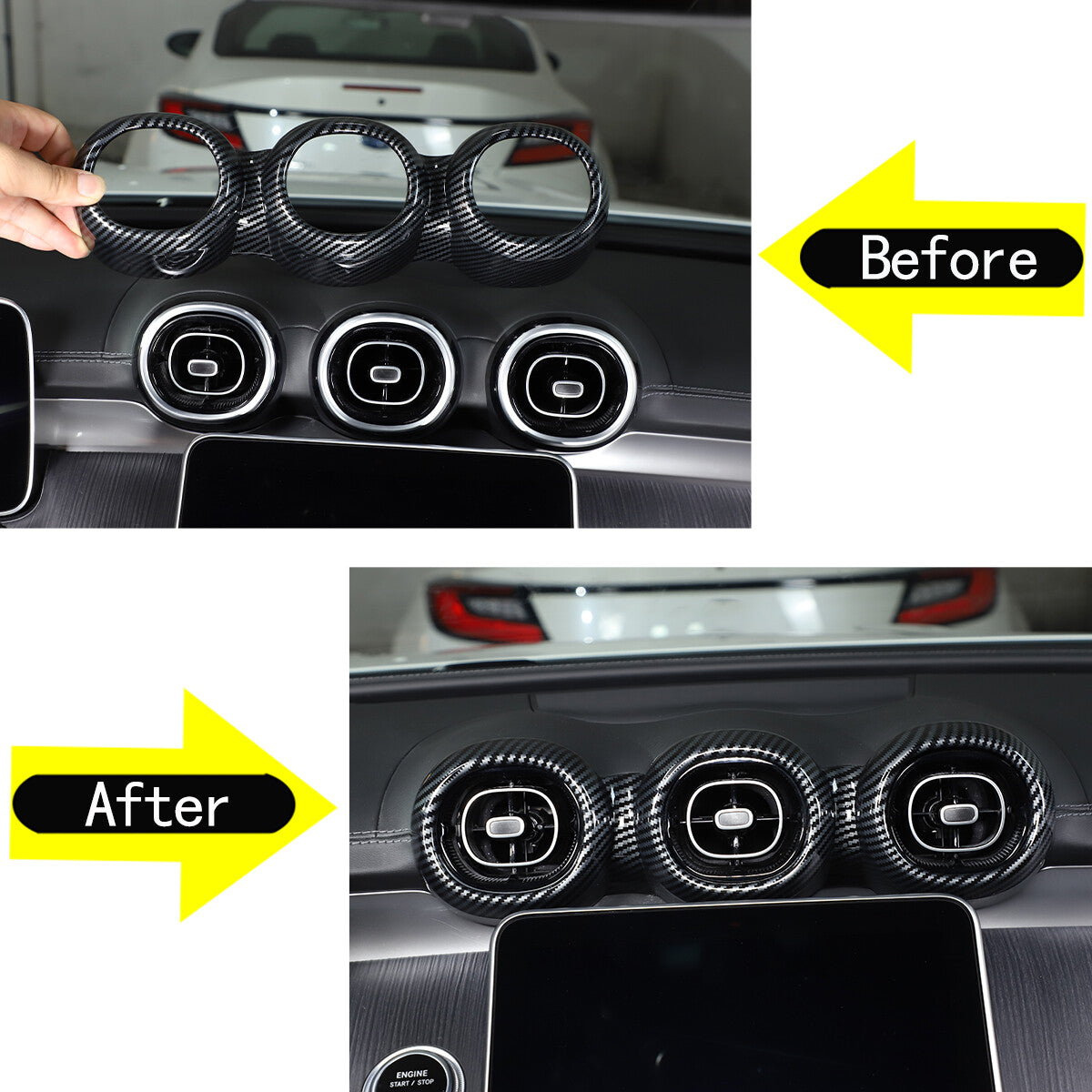 ABS carbon fiber central control air vent socket cover suitable for C-Class 22- n