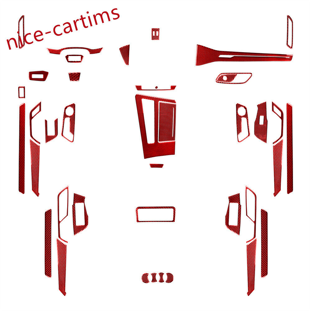 39Pcs Red Carbon Fiber Interior Full Set Decor Trim Kits for Audi A6L A7 2019-23