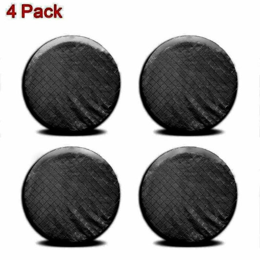 4-Piece 26-27 Inch Wheel Tire Covers for RVs, Trailers, Cars, Trucks, SUVs - Waterprrof Black with Hooks n