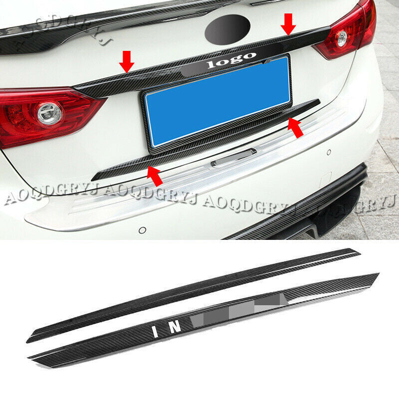 2pc for Infiniti Q50 2014-2018 Dry Carbon Fiber Rear Trunk Moulding Trim Strips