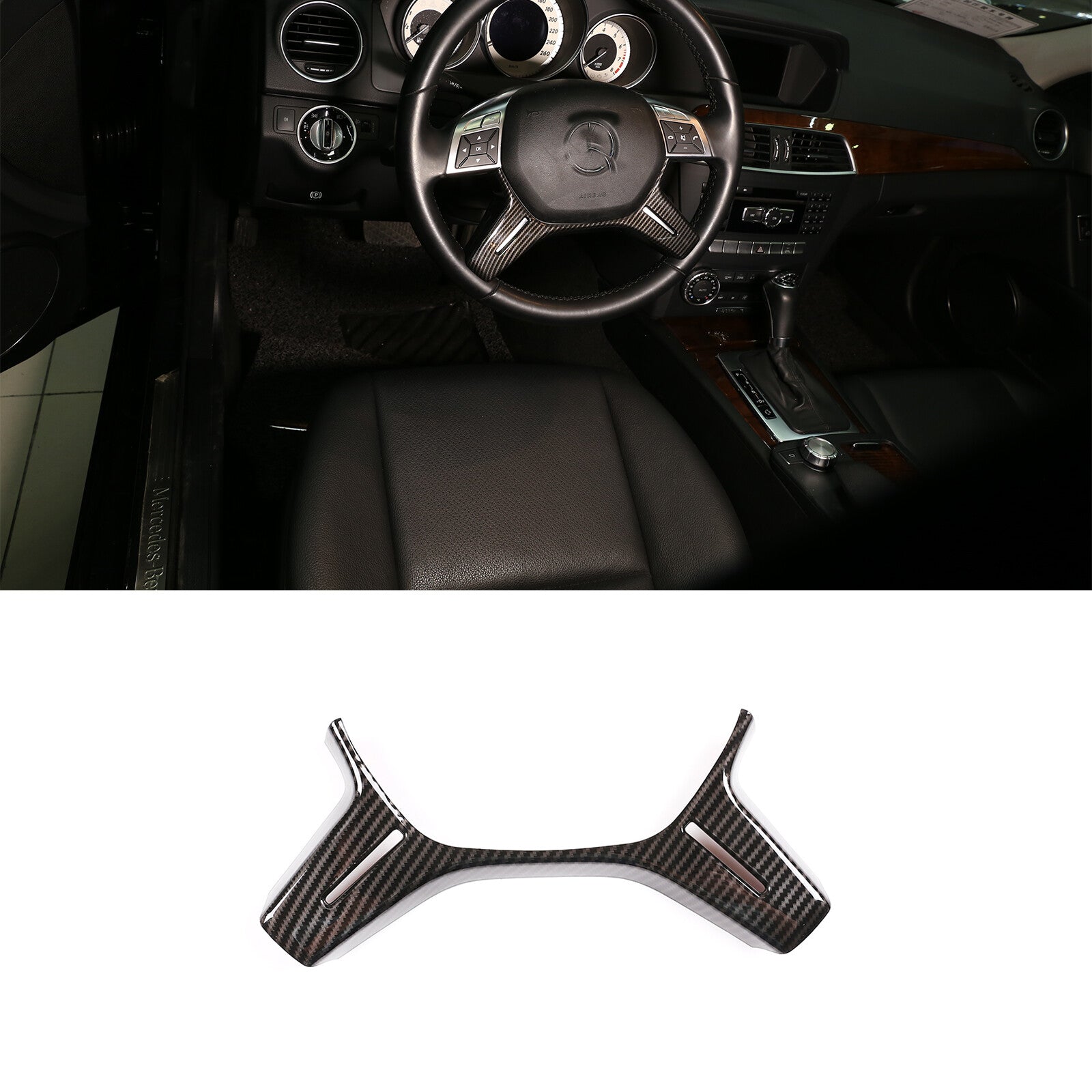 Carbon fiber steering wheel trim suitable for G-Class 2013 - 18 model - Cover trim - n