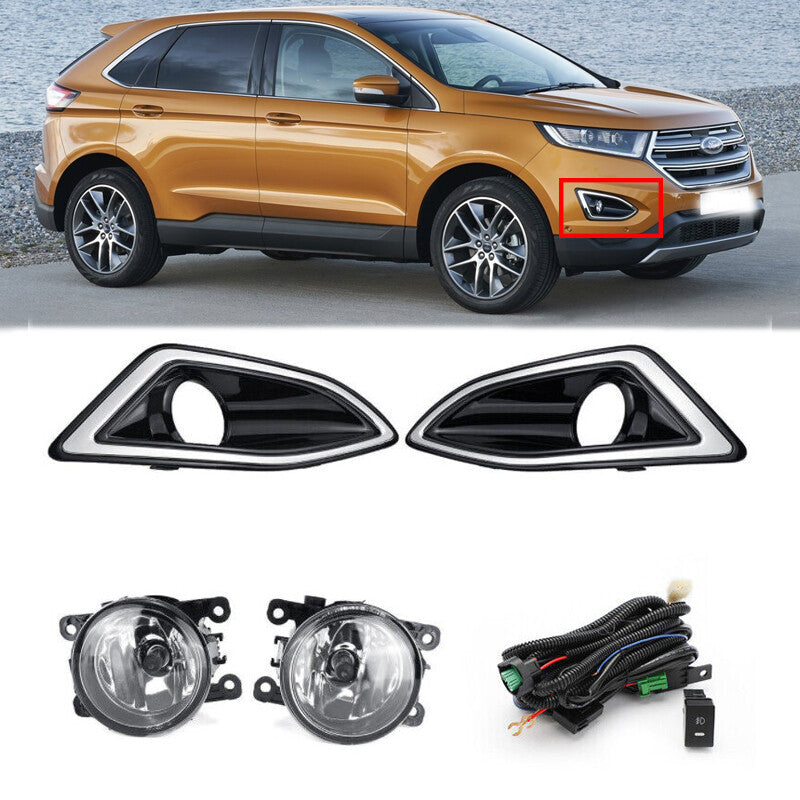 For 2015-2018 for Ford Edge Sport Front Bumper Fog Lights Lamps Harness Switch Kit