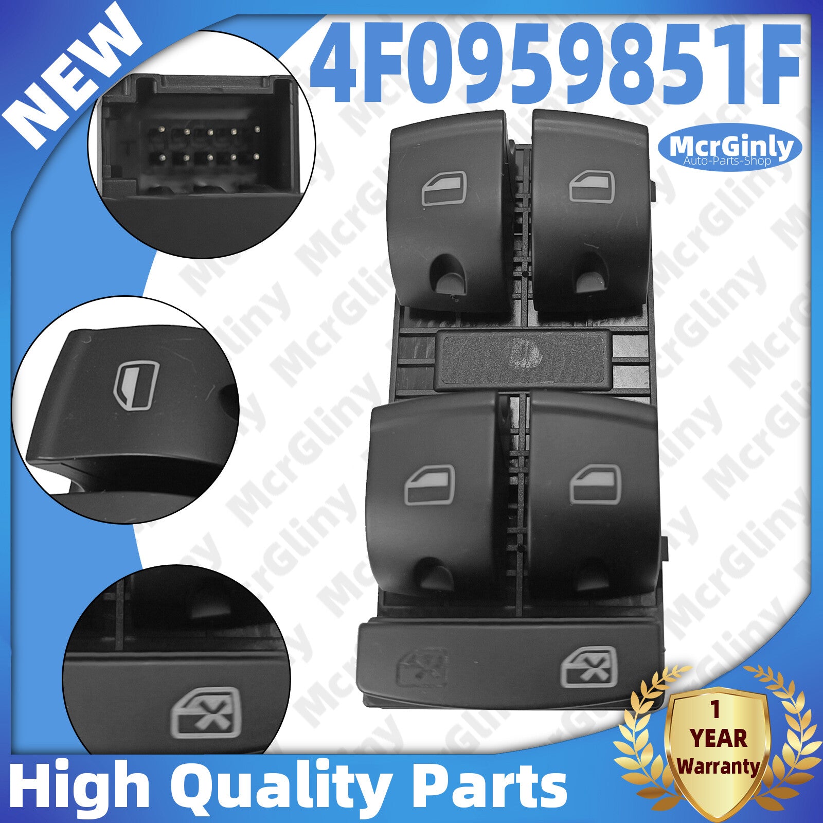 Front left drive side main window control switch 4F0959851F for Audi A3, A6, Q7 n