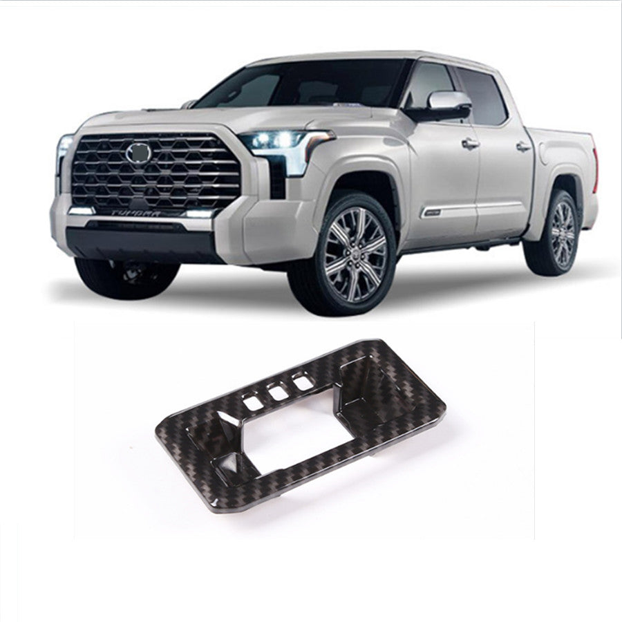 Carbon fiber Gear Shift Box Drive Panel Cover Trim For Tundra 2022 2023 v