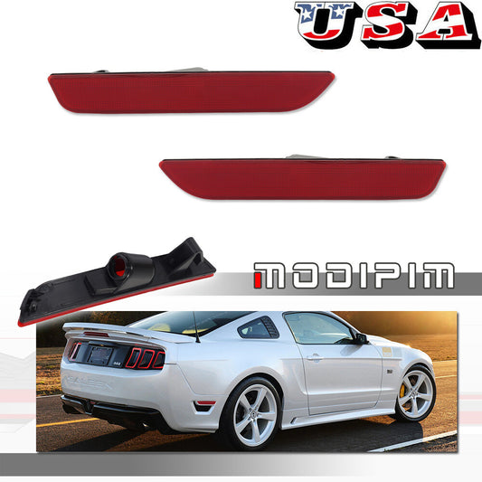 For 2010 - 2014 for Mustang Rear Bumper Side Marker Light Reflector Red Lens - v