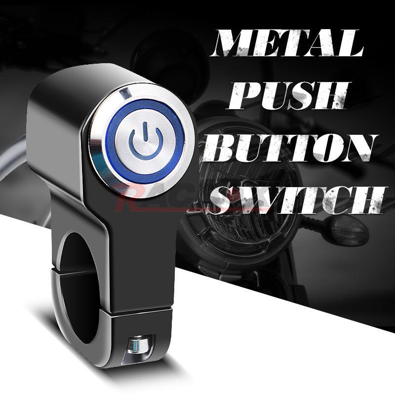 Blue 7/8 Motorcycle Handlebar Control Switch Horn Push Button Light Momentary