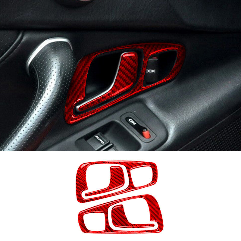 2X Carbon Fiber Front Window Control Panel Cover Trim for Chrysler 200 2015-2017 v