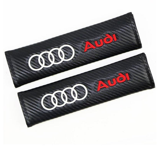 2-Piece Carbon Fiber Safety for Seat Belt Cover and Shoulder Strap for Audi Cars