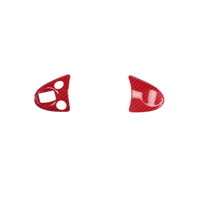 Steering Wheel Button Frame Trim Fit for Nissan Sentra 2016-19 Red Carbon Fiber