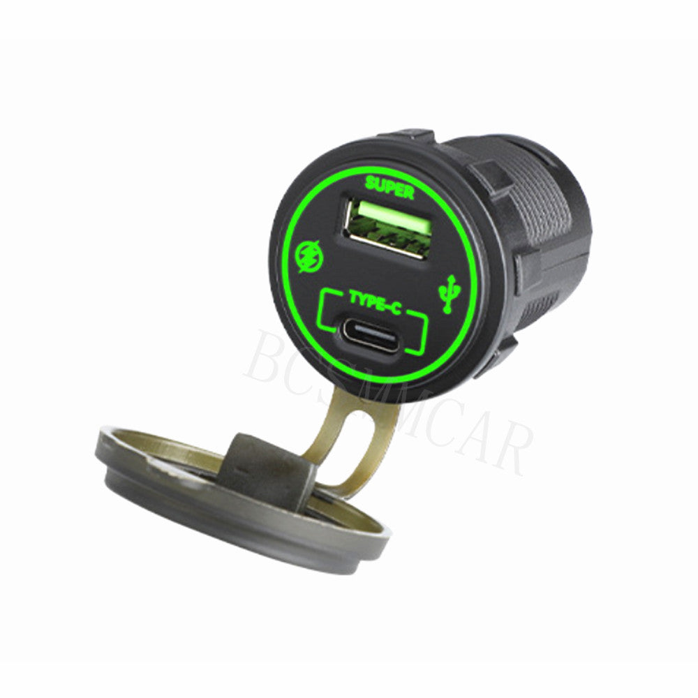 2 Ports Charging Socket TYPE C USB Charger Power Adapter LED For Car Boat SUV