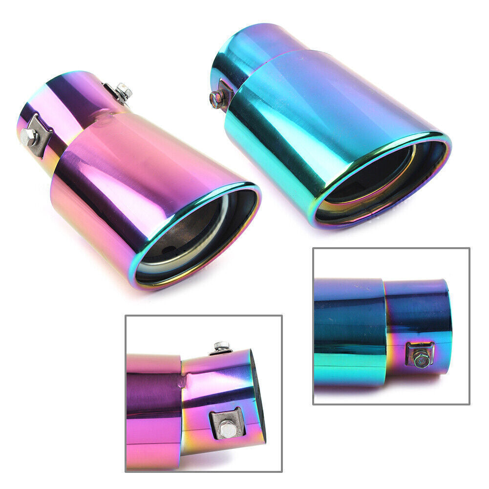 Universal Stainless Steel Rear Exhaust Pipe Tail Muffler Tip Round Accessories Q