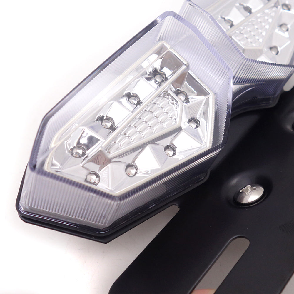 Motorcycle Clear LED Tail Brake Turn Signal License Plate Integrated Light Q