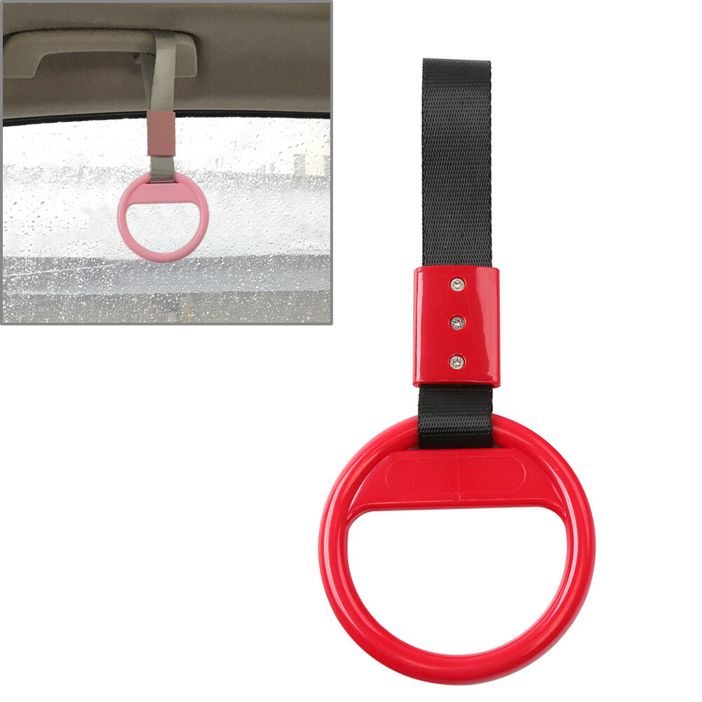 Round Ring Train Bus Handle Hand Strap Drift Charm Tools PVC Plastic Black+Red