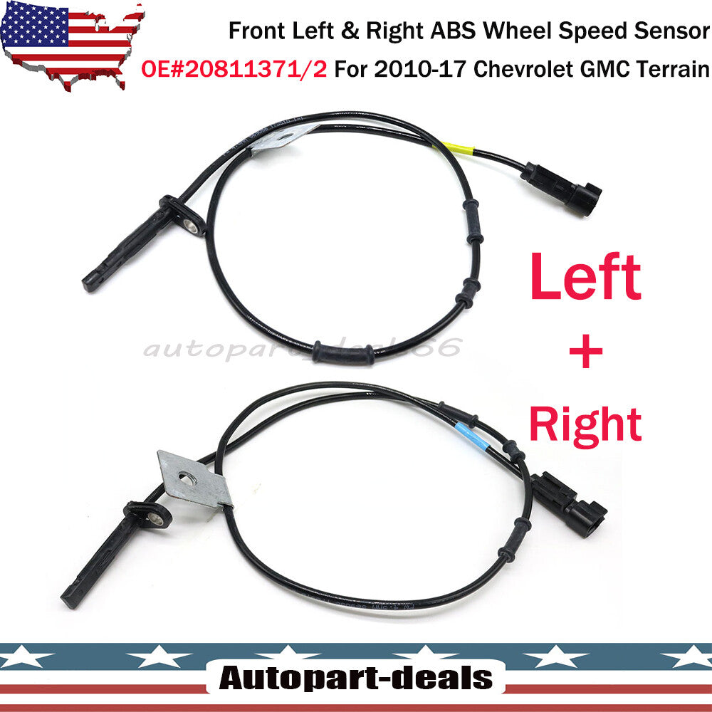 Pair Front ABS Wheel Speed Sensor for Chevrolet Equinox Terrain for GMC 2010-2017