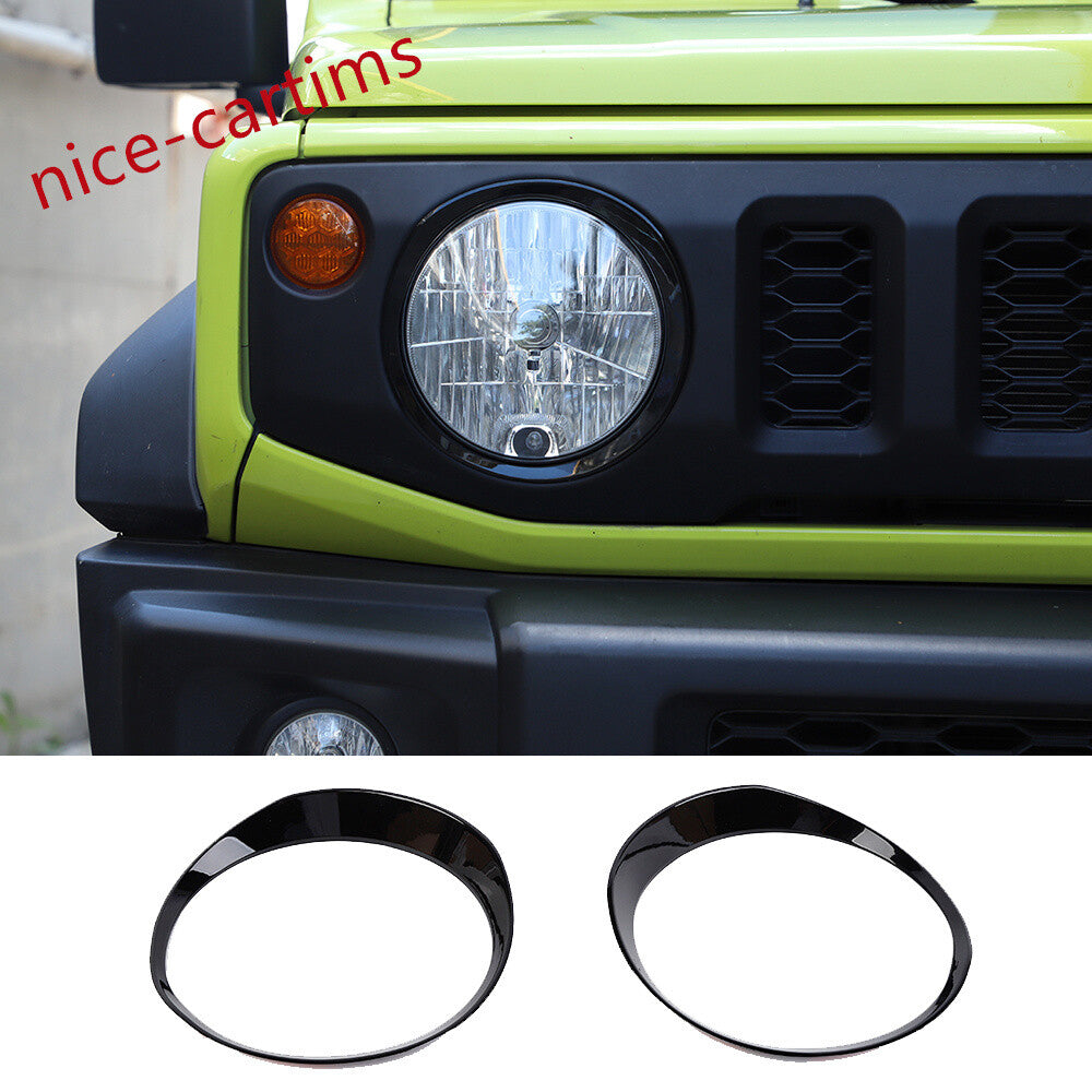 2¡ÁBlack ABS Front Headlight Lamp Ring Cover for Suzuki for Jimny 2019-24 Accessories