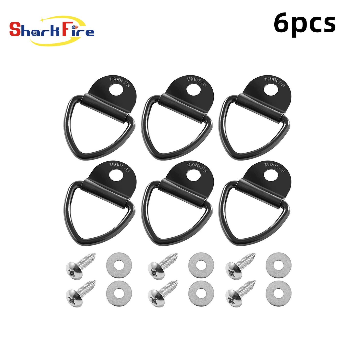 6-piece heavy-duty truck bed V-ring fastening anchor ring trailer hook cargo bolts