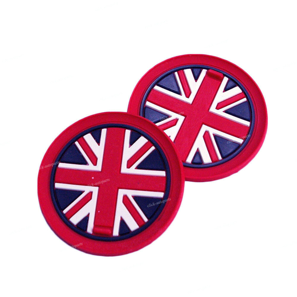 for Mini Cooper 2x Red Durable Rubber Union Jack Anti-Slip Cup Coaster Mat Pad Q