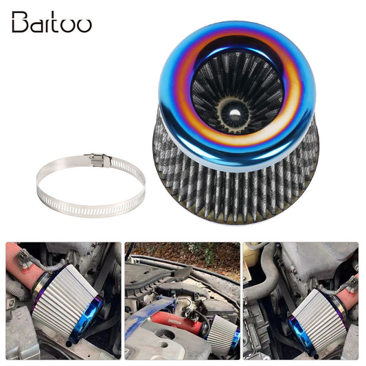 3 76mm Universal Car Air Filter High Flow Cold Air Intake Dry Cone Replacement Q